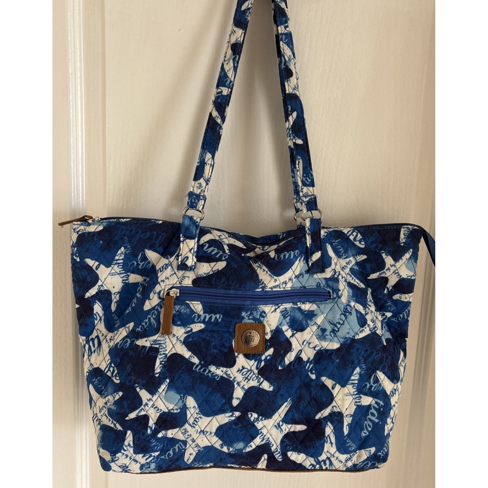 Stone Mountain Blue Nautical Beach Starfish Quilted Shoulder Bag Purse